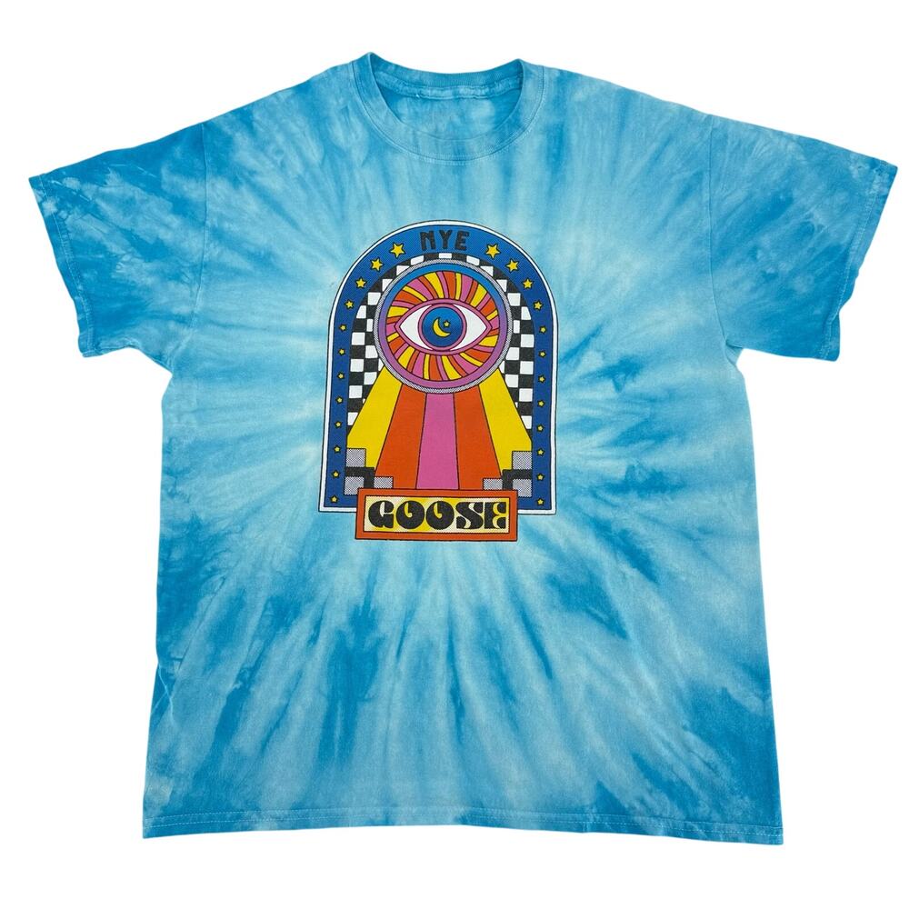 Goose New Years Eve 2021 - 2022 Tie Dye T Shirt Psychedelic Eye Size Medium Blue